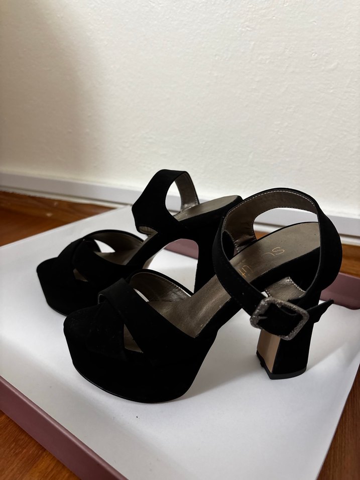 Siyah Platform Topuklu Kadın Ayakkabı - Görsel 2