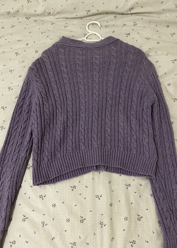 Mor Örgü V Yaka Hırka - Görsel 2