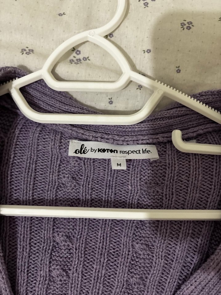 Mor Örgü V Yaka Hırka - Görsel 3