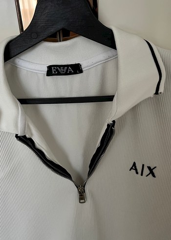 AIX Beyaz Fermuarlı Erkek Polo Tişört - Görsel 2