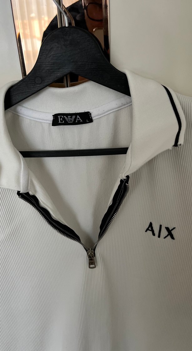 AIX Beyaz Fermuarlı Erkek Polo Tişört - Görsel 2