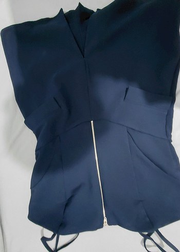 Kadın Lacivert Kolsuz mini  Tulum - Görsel 4