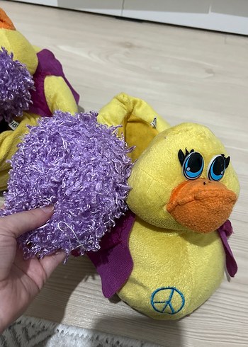 Renkli Mor Detaylı Peluş panduf - Görsel 5