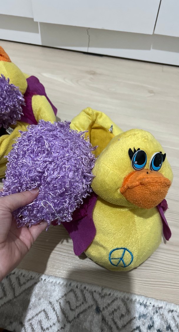 Renkli Mor Detaylı Peluş panduf - Görsel 5