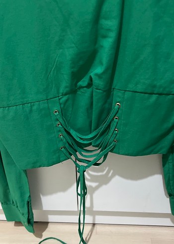 Düğmeli Yeşil Uzun Kollu Kadın Gömlek - Görsel 4