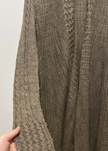Uzun Kahverengi Bohem Kadın Hırka - Görsel 2