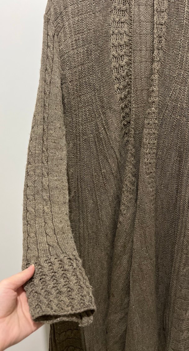 Uzun Kahverengi Bohem Kadın Hırka - Görsel 2