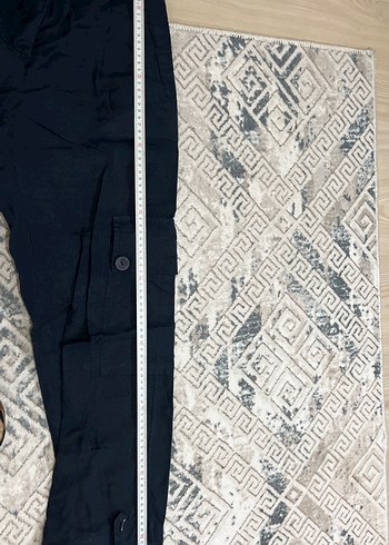 Kadın keten Lacivert Kemerli Bol Kesim Kot Pantolon - Görsel 7