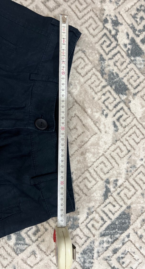 Kadın keten Lacivert Kemerli Bol Kesim Kot Pantolon - Görsel 5