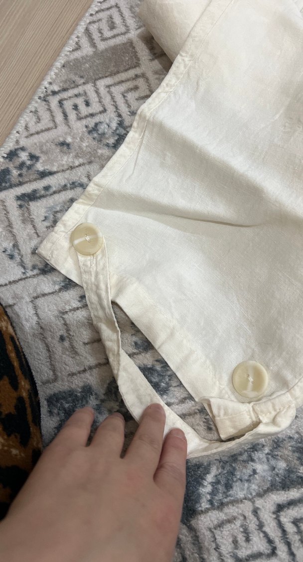 Kadın Beyaz keten  Pamuklu Rahat Kesim Pantolon - Görsel 3