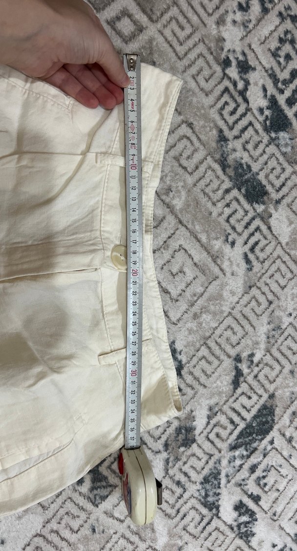 Kadın Beyaz keten  Pamuklu Rahat Kesim Pantolon - Görsel 5