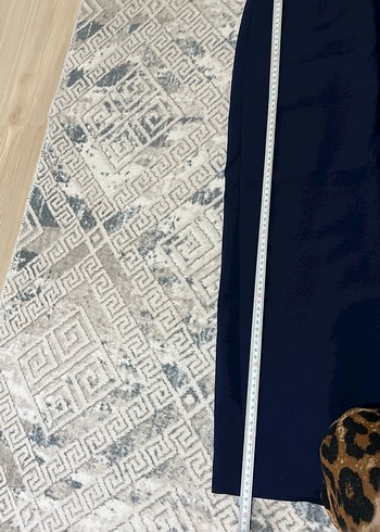 Lacivert Uzun Drapeli Kadın Etek - Görsel 3