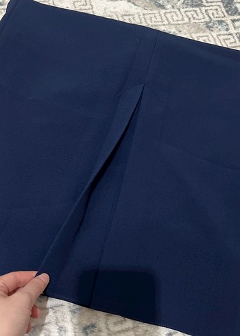 Lacivert Uzun Drapeli Kadın Etek - Görsel 5