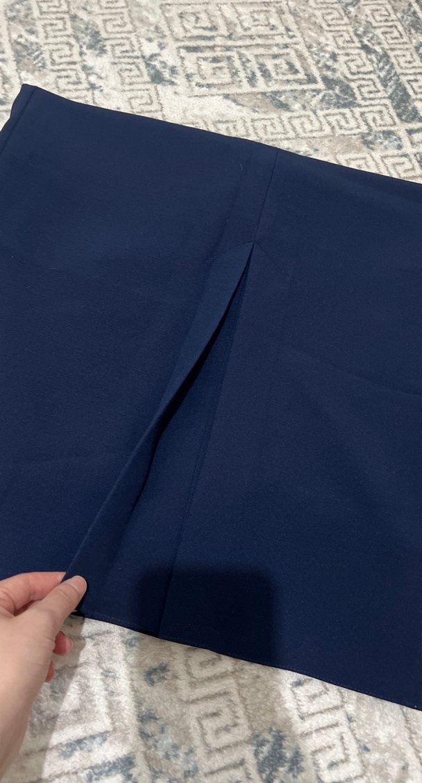 Lacivert Uzun Drapeli Kadın Etek - Görsel 5