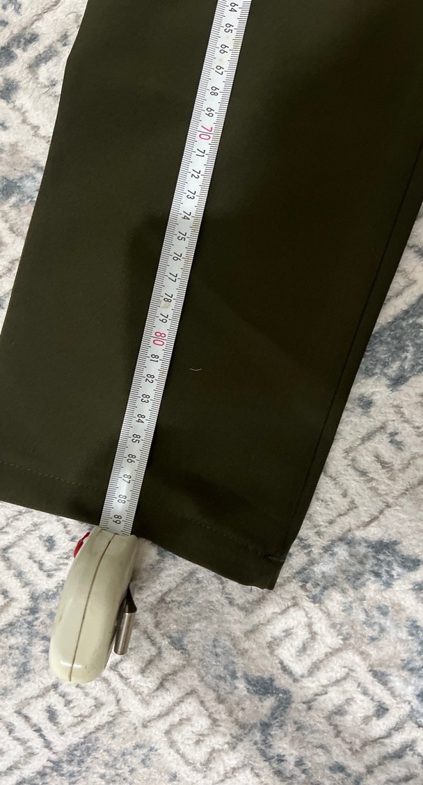 Kadın Haki Kemerli Desenli Kumaş Pantolon - Görsel 4