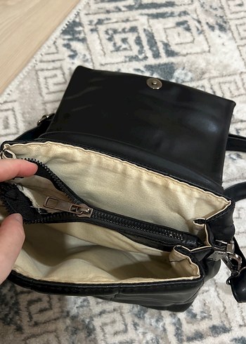 Siyah Deri Kadın Omuz Çantası - Görsel 6