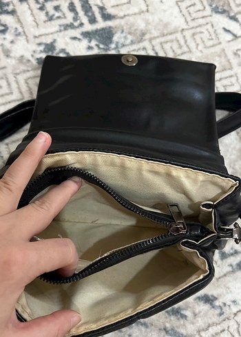 Siyah Deri Kadın Omuz Çantası - Görsel 5