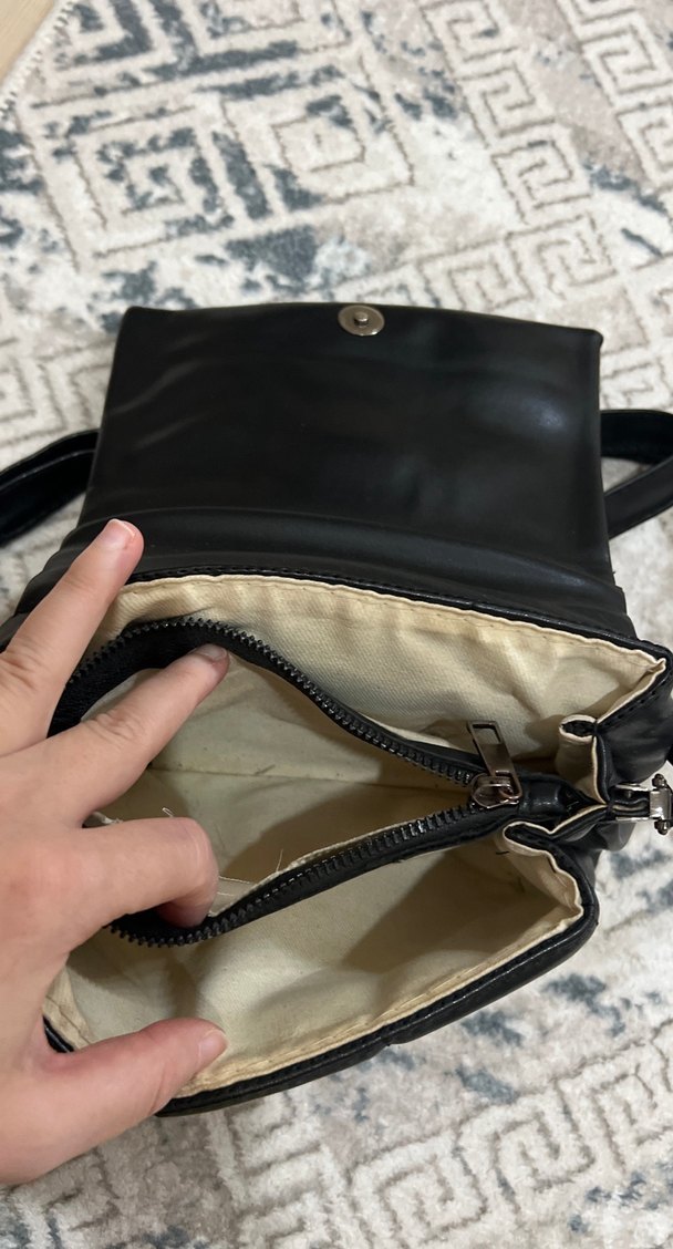 Siyah Deri Kadın Omuz Çantası - Görsel 5