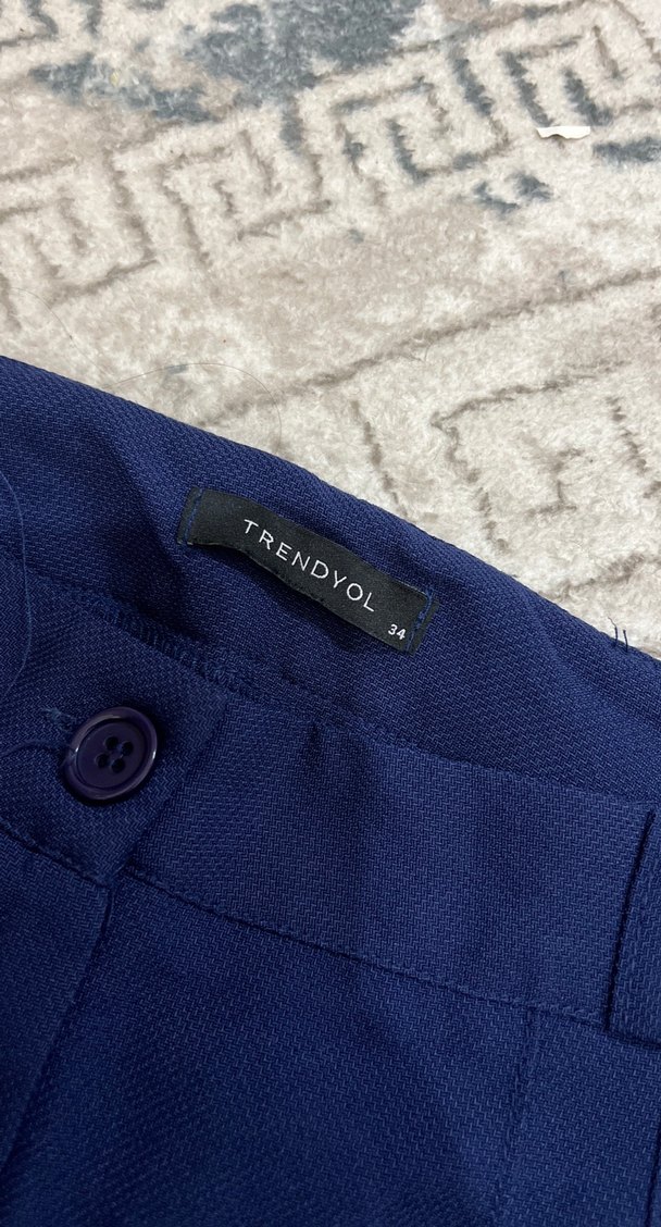 Lacivert Regular Fit Kadın Kumaş Pantolon - Görsel 3