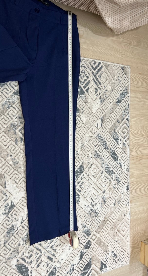 Lacivert Regular Fit Kadın Kumaş Pantolon - Görsel 4