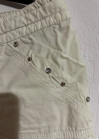 Bej Kadın Kısa Pamuklu Mini Şort - Görsel 5