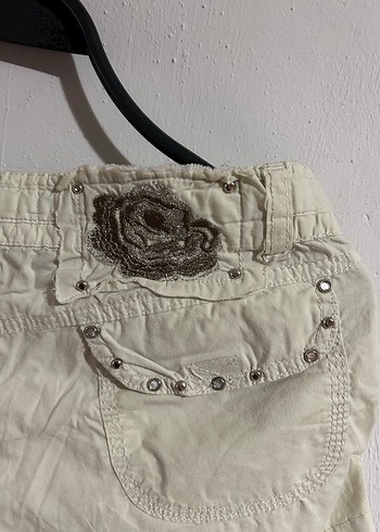 Bej Kadın Kısa Pamuklu Mini Şort - Görsel 3