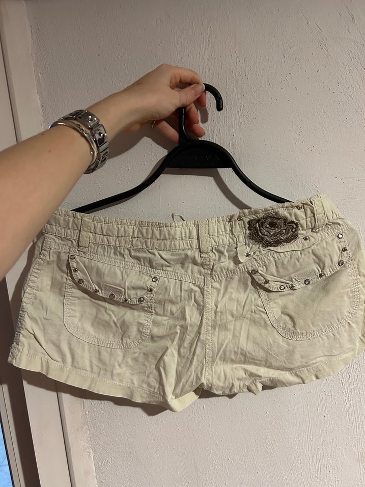 Bej Kadın Kısa Pamuklu Mini Şort - Görsel 2