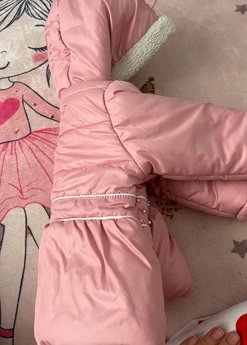Pembe Kürklü Bebek Kız mont 9 Ay - Görsel 2