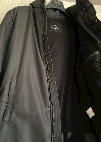 ROYALMEN Erkek Siyah Midi Boy Düğmeli ve fermuarlı mont - Görsel 2