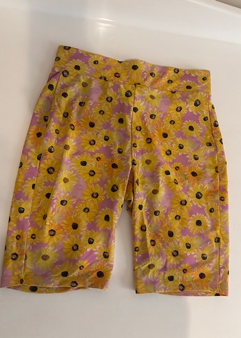 Çiçek Desenli Sarı Zara Biker Şort - Görsel 2