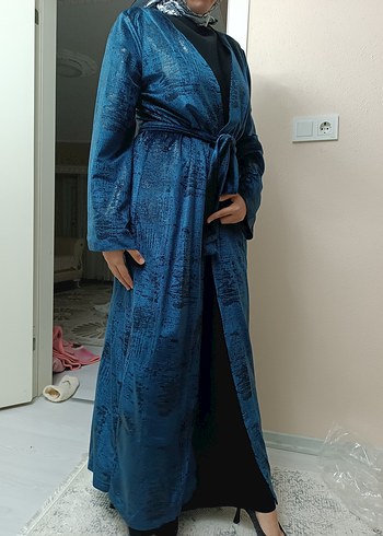 Uzun Mavi Kadın Kap - Görsel 7