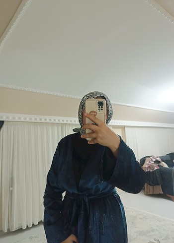 Uzun Mavi Kadın Kap - Görsel 6