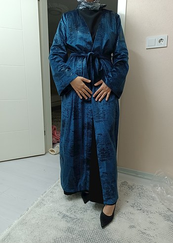 Uzun Mavi Kadın Kap - Görsel 8