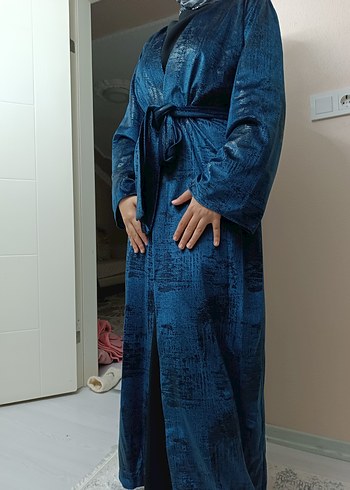 Uzun Mavi Kadın Kap - Görsel 9