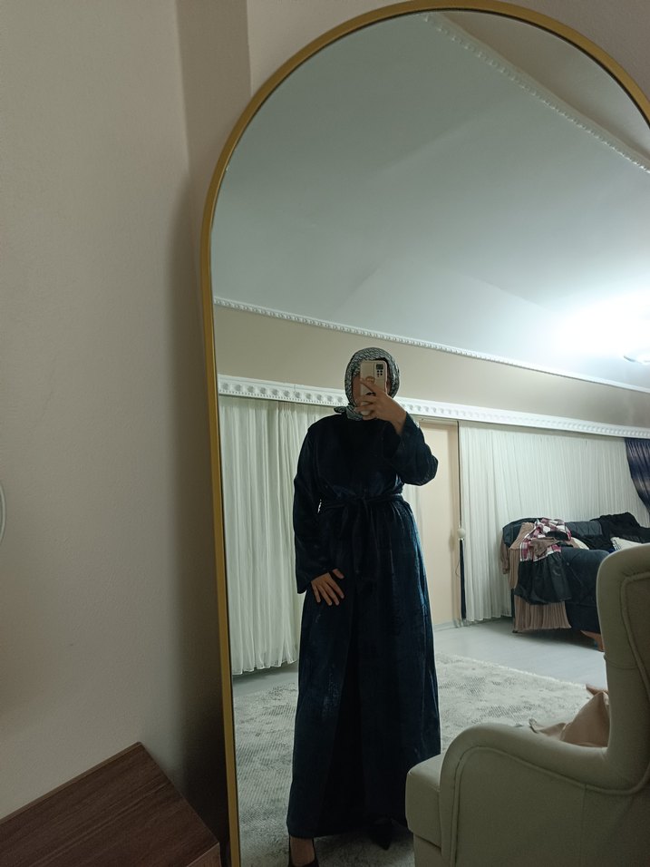 Uzun Mavi Kadın Kap - Görsel 4