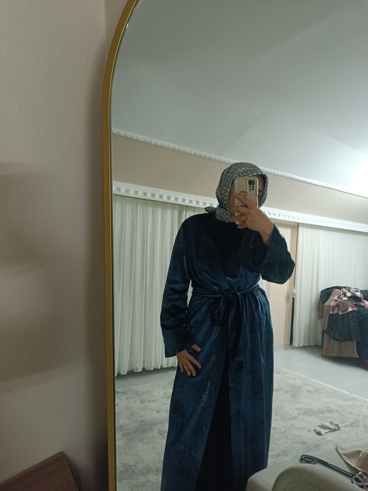 Uzun Mavi Kadın Kap - Görsel 3