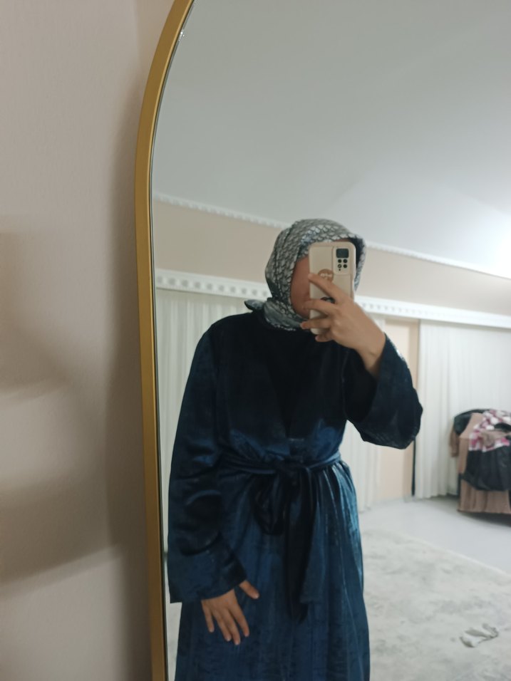 Uzun Mavi Kadın Kap - Görsel 2