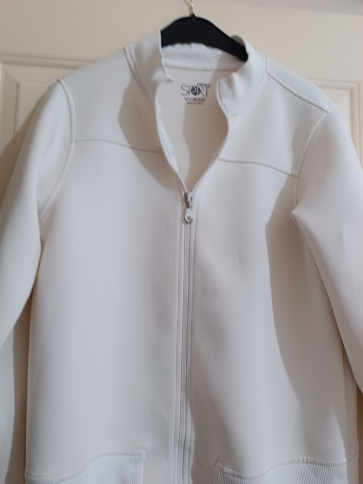 Beyaz Fermuarlı Kadın Ceket - Görsel 2