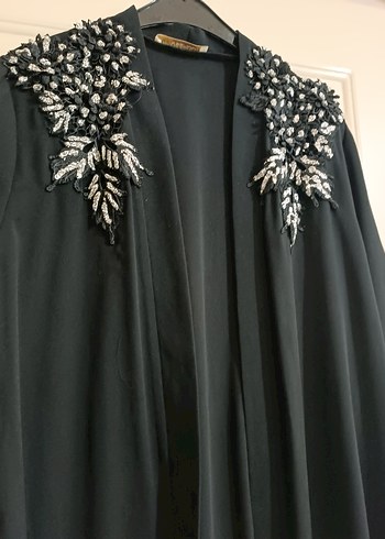 Boncuk İşlemeli Siyah Uzun Kadın Abaya - Görsel 2