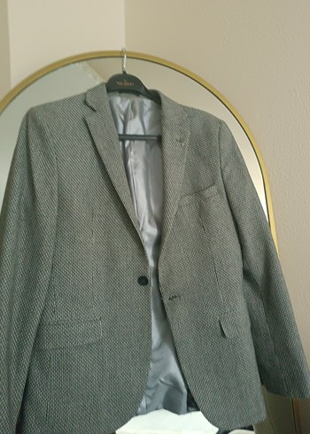 Gri Erkek Düz Desensiz Kruvaze Ceket - Görsel 2