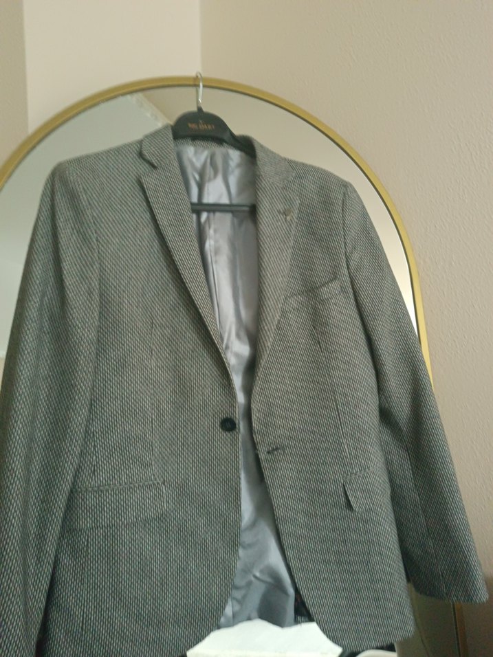 Gri Erkek Düz Desensiz Kruvaze Ceket - Görsel 2