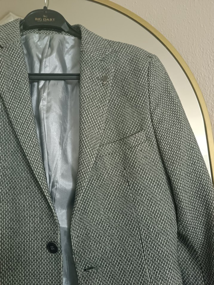 Gri Erkek Düz Desensiz Kruvaze Ceket - Görsel 3