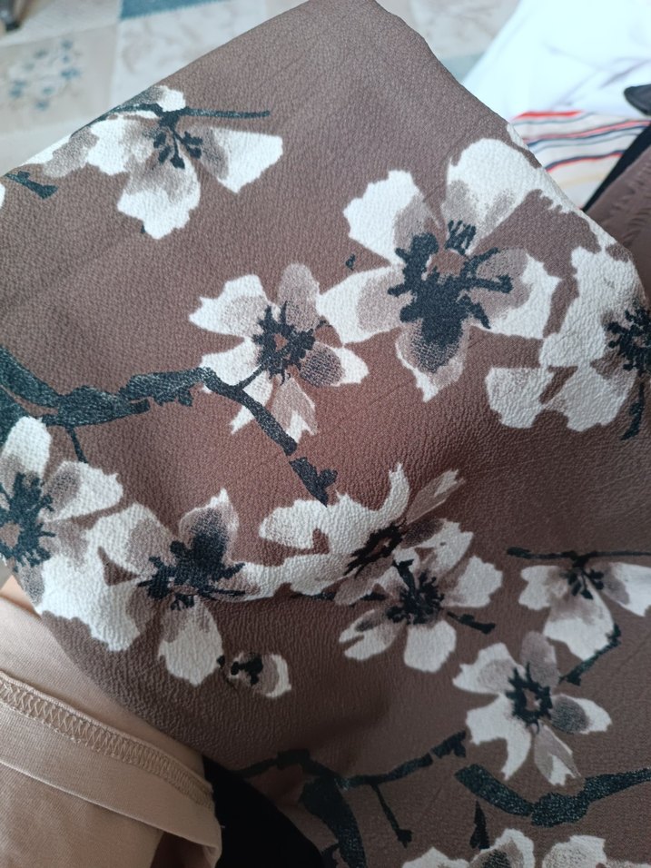 Bohem Gri Kahverengi Çiçekli Kadın Şal - Görsel 2