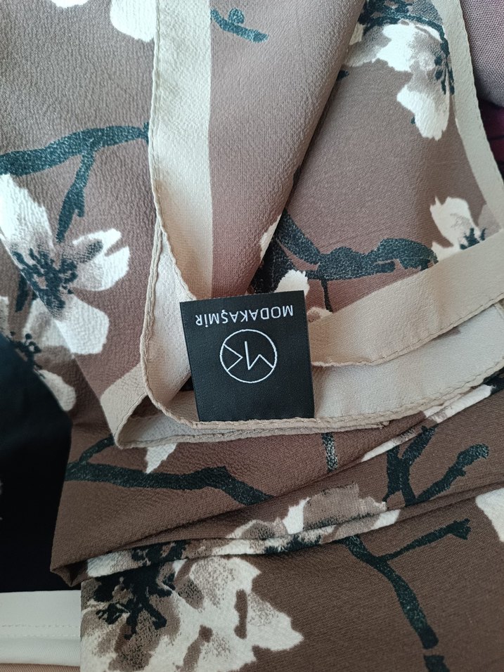 Bohem Gri Kahverengi Çiçekli Kadın Şal - Görsel 5