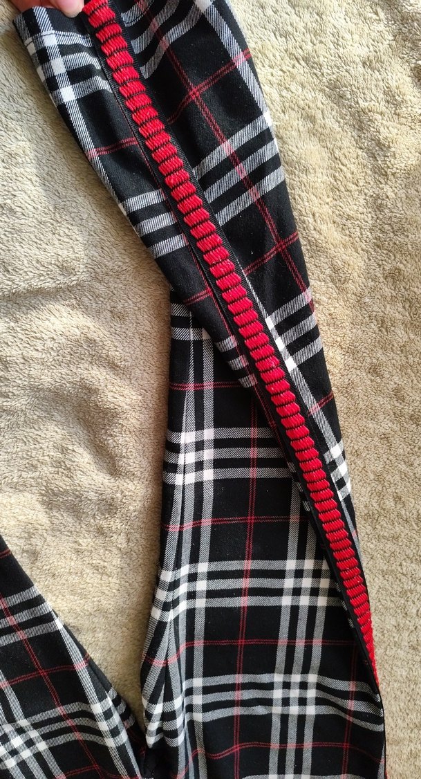 Düğmeli Ekose Desenli Kadın Kumaş Pantolon - Görsel 4