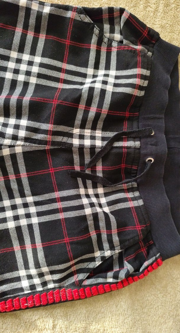 Düğmeli Ekose Desenli Kadın Kumaş Pantolon - Görsel 3