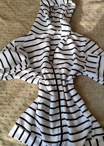 Uzun Zebra Desenli Kadın Sabahlık - Görsel 2