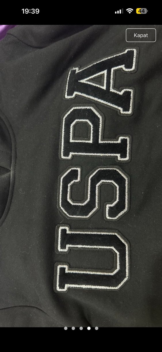 USPA S beden M bedene de uyumlu Siyah Kapüşonlu Sweatshirt — görsel 3/5