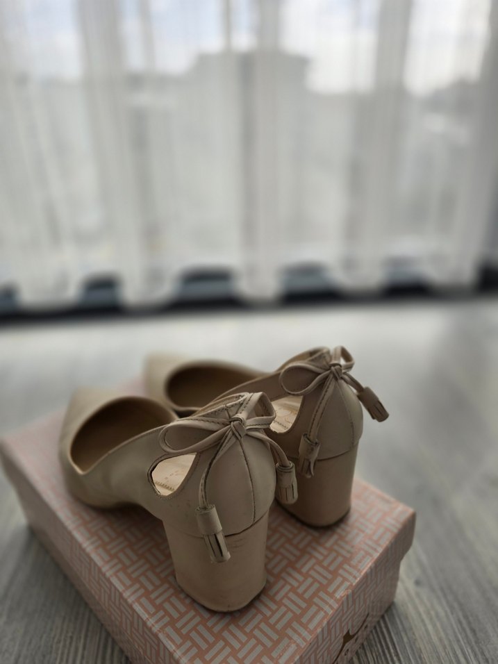 Bej Tokalı Kadın Topuklu Ayakkabı - Görsel 2