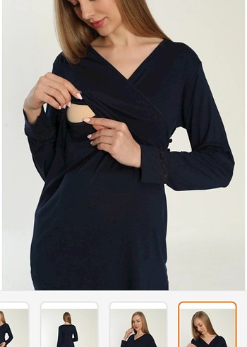 Lacivert Hamile ve Emzirme Pijama Takımı - Görsel 3